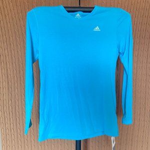 Adidas Cyan Blue Long-Sleeve Workout Top